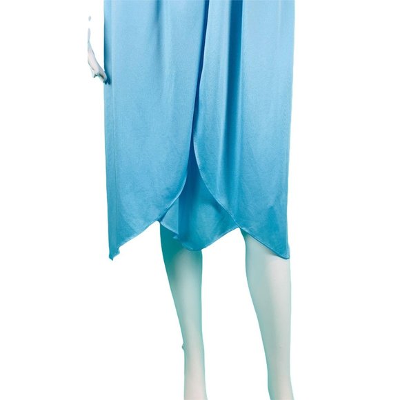 Vintage 1970s Blue Grecian Dress Cape Style Party Disco | W 23-30" - Picture 6 of 9